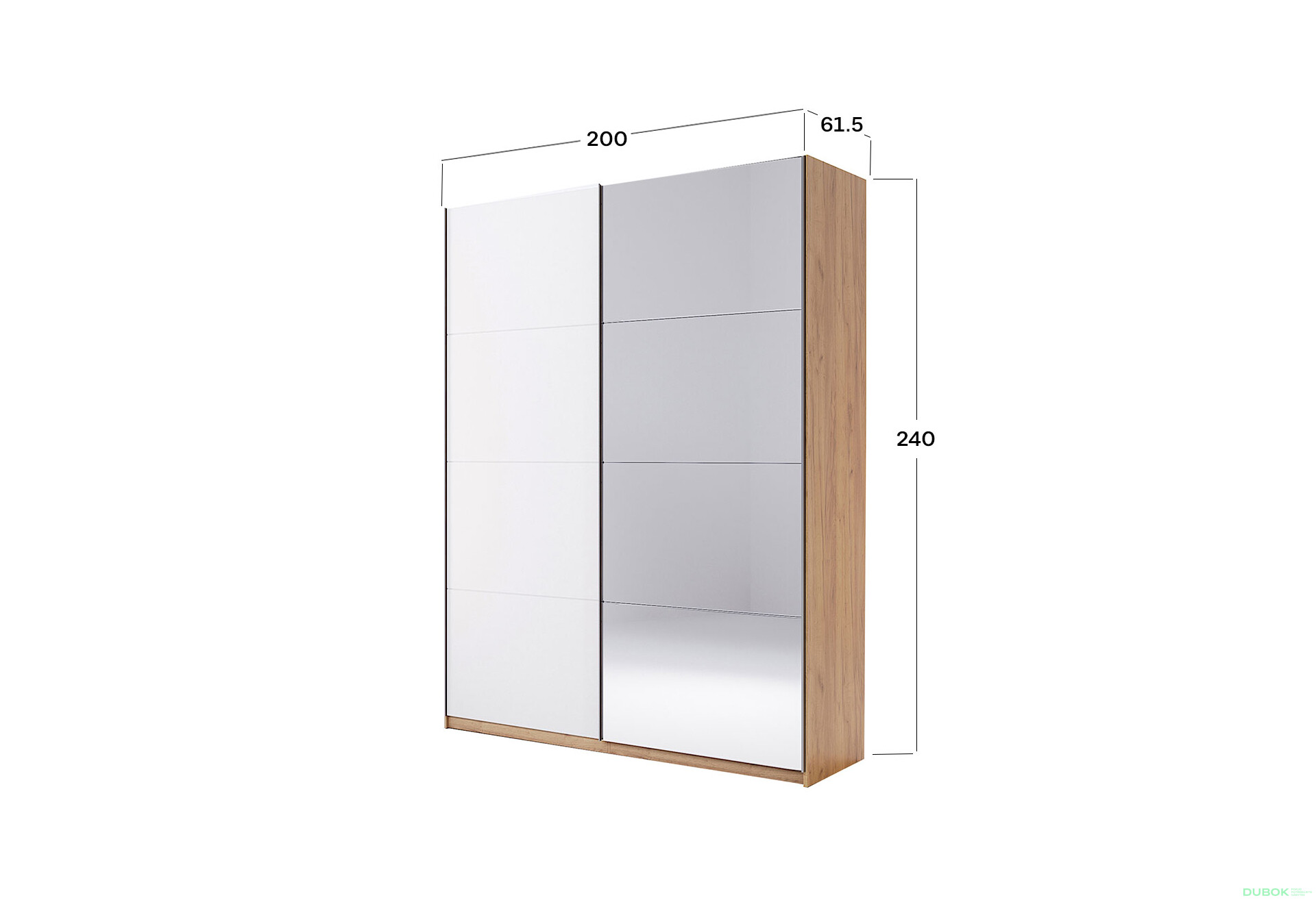 Fotografia 11 - Skriňa s posuvnými dverami 2,0x2,4m (Dvere Lesklé Biele/Zrkadlo) séria N Asti