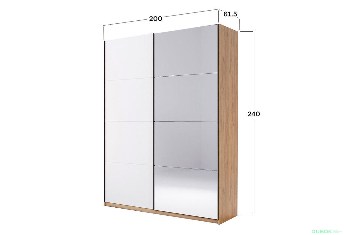 Fotografia 11 - Skriňa s posuvnými dverami 2,0x2,4m (Dvere Lesklé Biele/Zrkadlo) séria N Asti