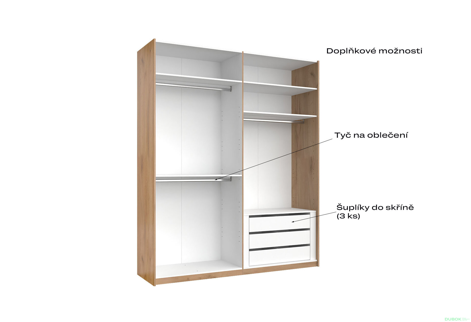 Fotografia 6 - Skriňa s posuvnými dverami 2,0x2,4m (Dvere Lesklé Biele/Zrkadlo) séria N Asti