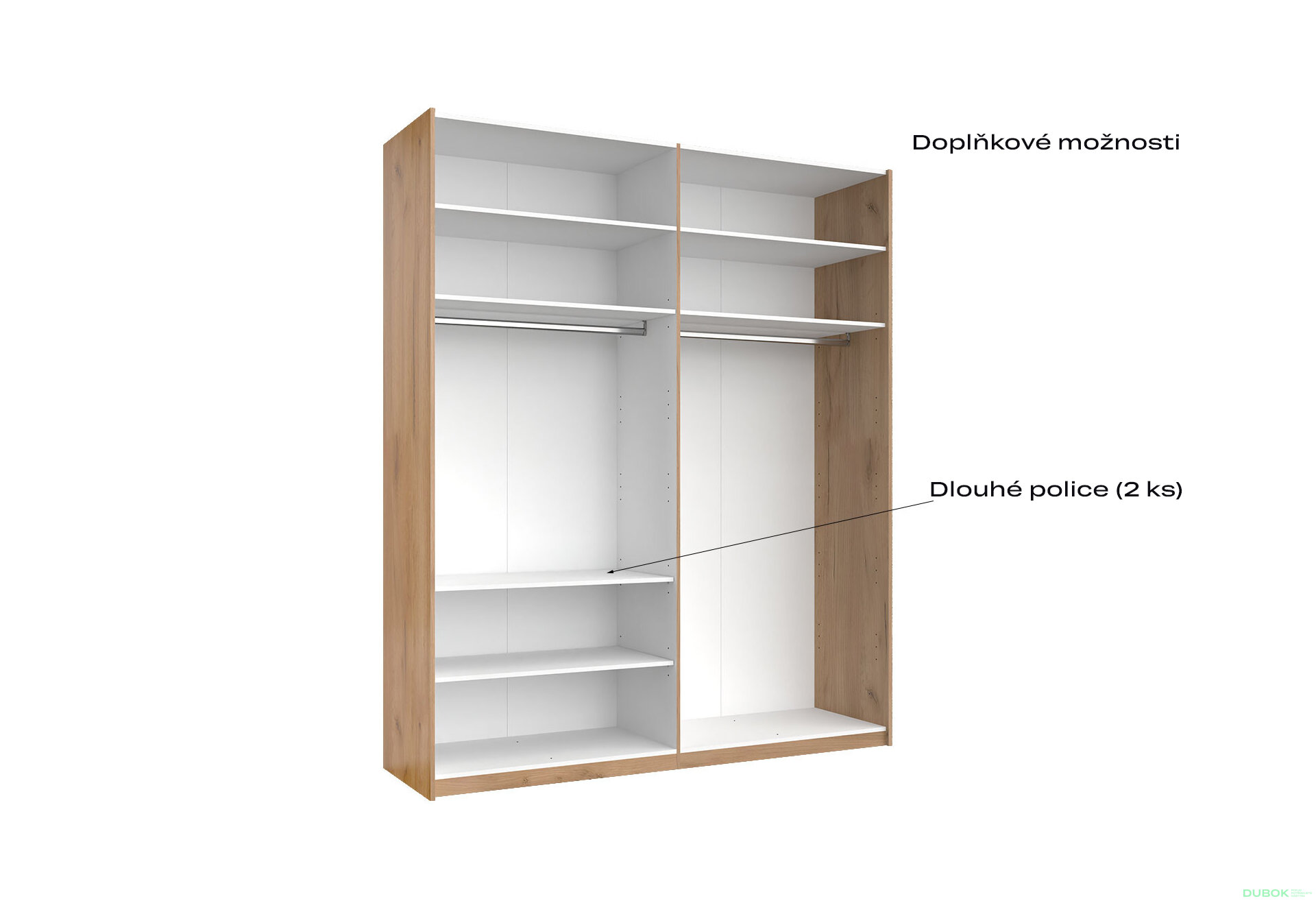 Fotografia 10 - Skriňa s posuvnými dverami 2,0x2,4m (Dvere Lesklé Biele/Zrkadlo) séria N Asti