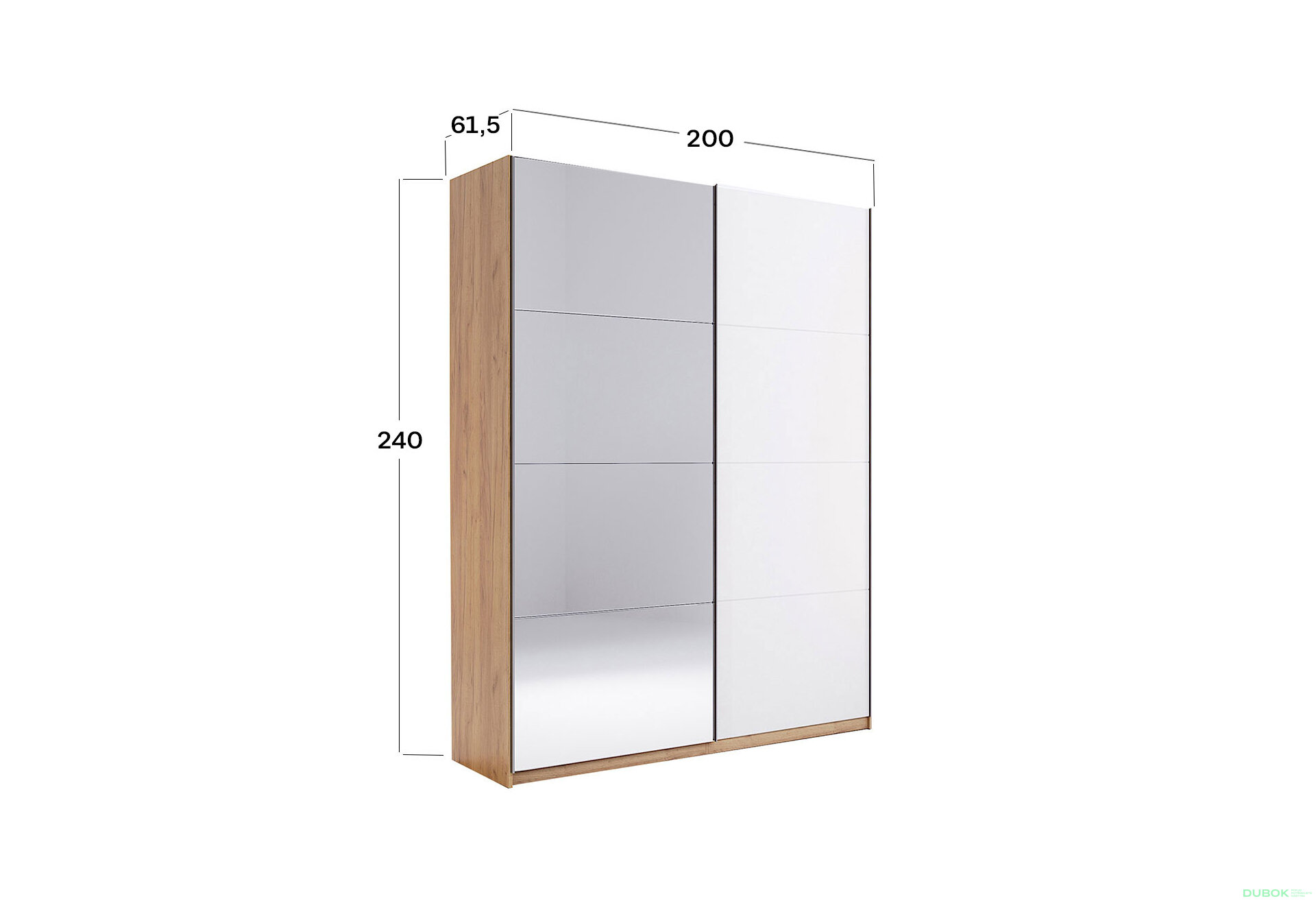 Fotografia 13 - Skriňa s posuvnými dverami 2,0x2,4m (Dvere Lesklé Biele/Zrkadlo) séria N Asti