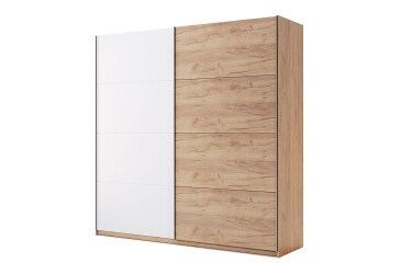 Skriňa s posuvnými dverami 2.0x2.1 m (Dvere Dub Kraft/Lesklá Biela) séria N