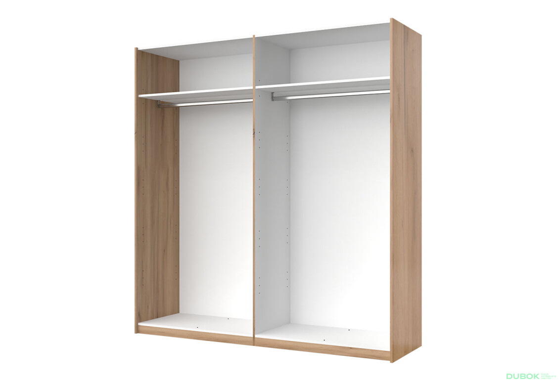 Fotografia 9 - Skriňa s posuvnými dverami 2.0x2.1 m (Dvere Dub Kraft/Lesklá Biela) séria N Asti