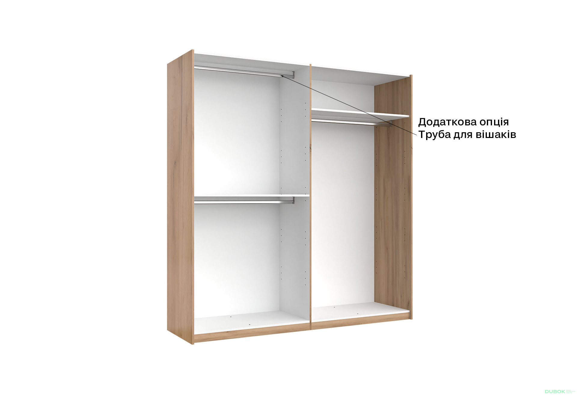 Skriňa s posuvnými dverami 2.0x2.1 m (Dvere Dub Kraft/Lesklá Biela) séria N Asti - Fotografia 3 Fotografia 3 - Skriňa s posuvnými dverami 2.0x2.1 m (Dvere Dub Kraft/Lesklá Biela) séria N Asti