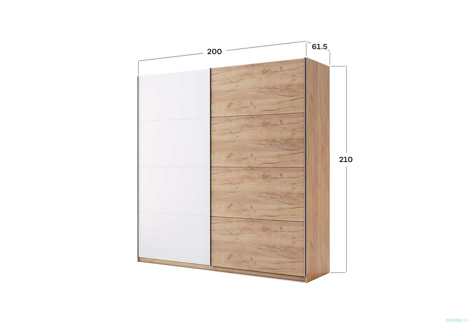 Skriňa s posuvnými dverami 2.0x2.1 m (Dvere Dub Kraft/Lesklá Biela) séria N Asti - Fotografia 10 Fotografia 10 - Skriňa s posuvnými dverami 2.0x2.1 m (Dvere Dub Kraft/Lesklá Biela) séria N Asti