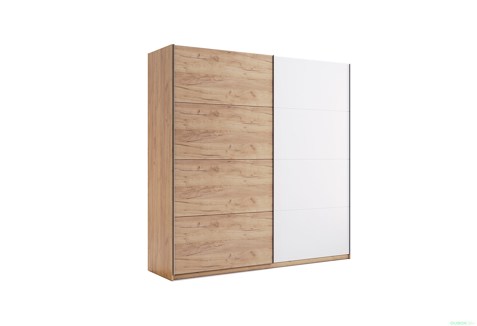 Fotografia 10 - Skriňa s posuvnými dverami 2.0x2.1 m (Dvere Dub Kraft/Lesklá Biela) séria N Asti