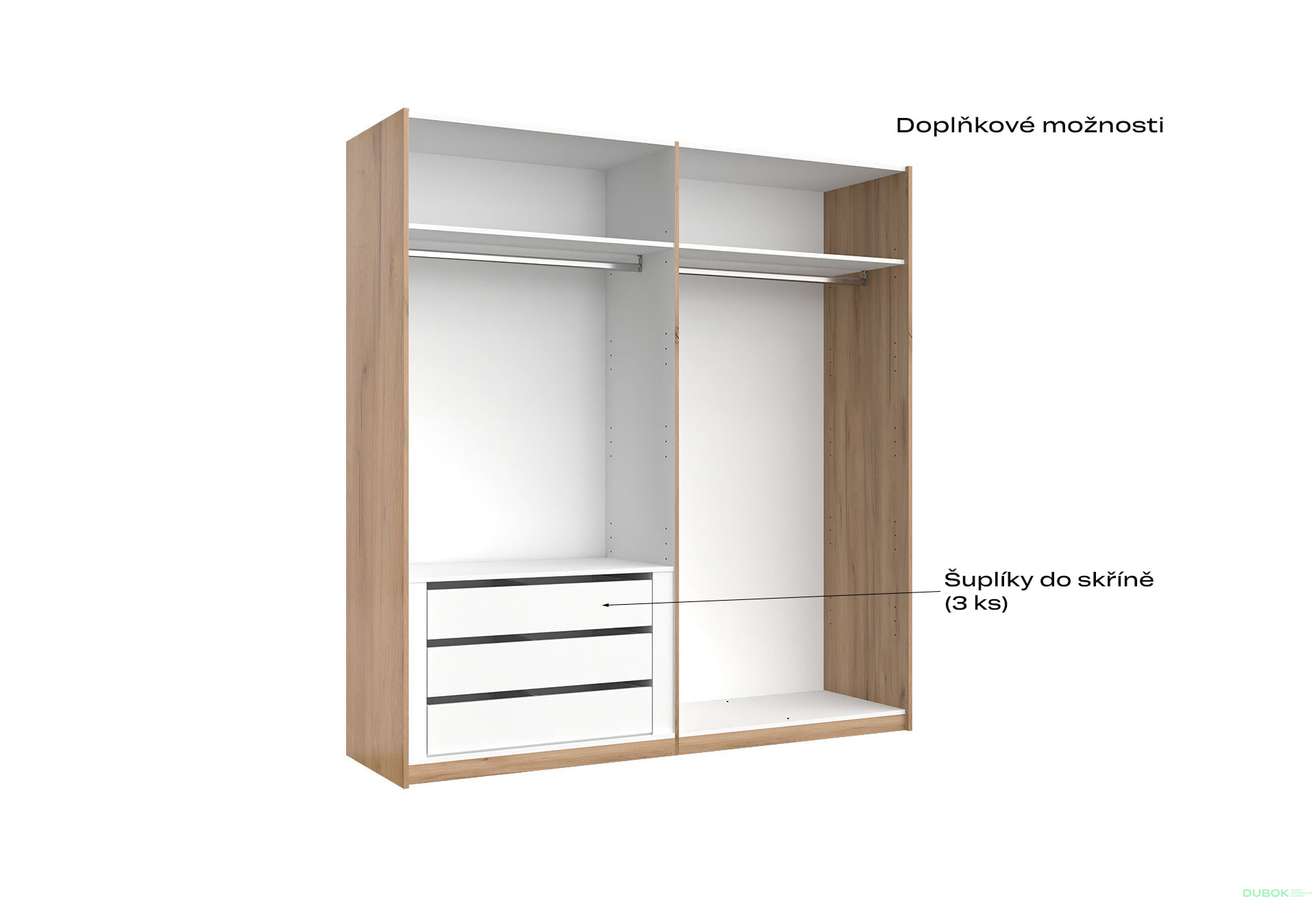 Skriňa s posuvnými dverami 2.0x2.1 m (Dvere Dub Kraft/Lesklá Biela) séria N Asti - Fotografia 8 Fotografia 8 - Skriňa s posuvnými dverami 2.0x2.1 m (Dvere Dub Kraft/Lesklá Biela) séria N Asti