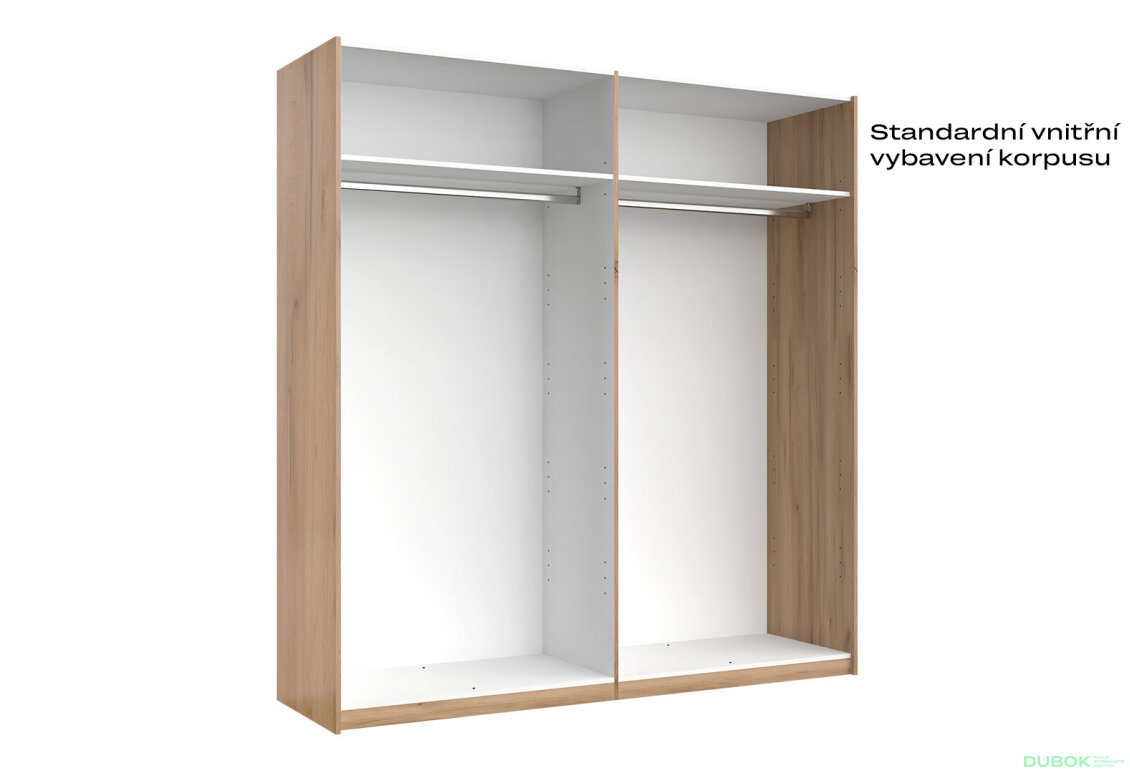 Fotografia 4 - Skriňa s posuvnými dverami 2.0x2.1 m (Dvere Dub Kraft/Lesklá Biela) séria N Asti