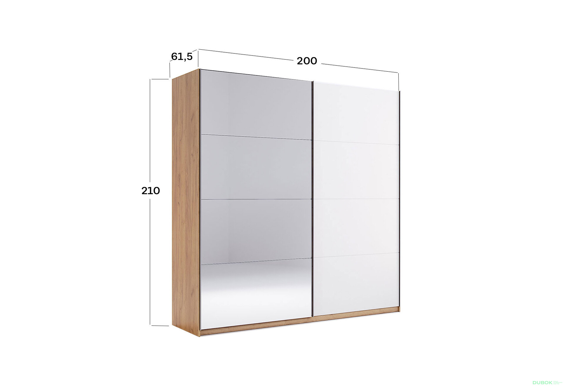 Fotografia 10 - Skriňa s posuvnými dverami 2,0x2,1 m (Dvere Lesklá Biela/Zrkadlo) séria N Asti