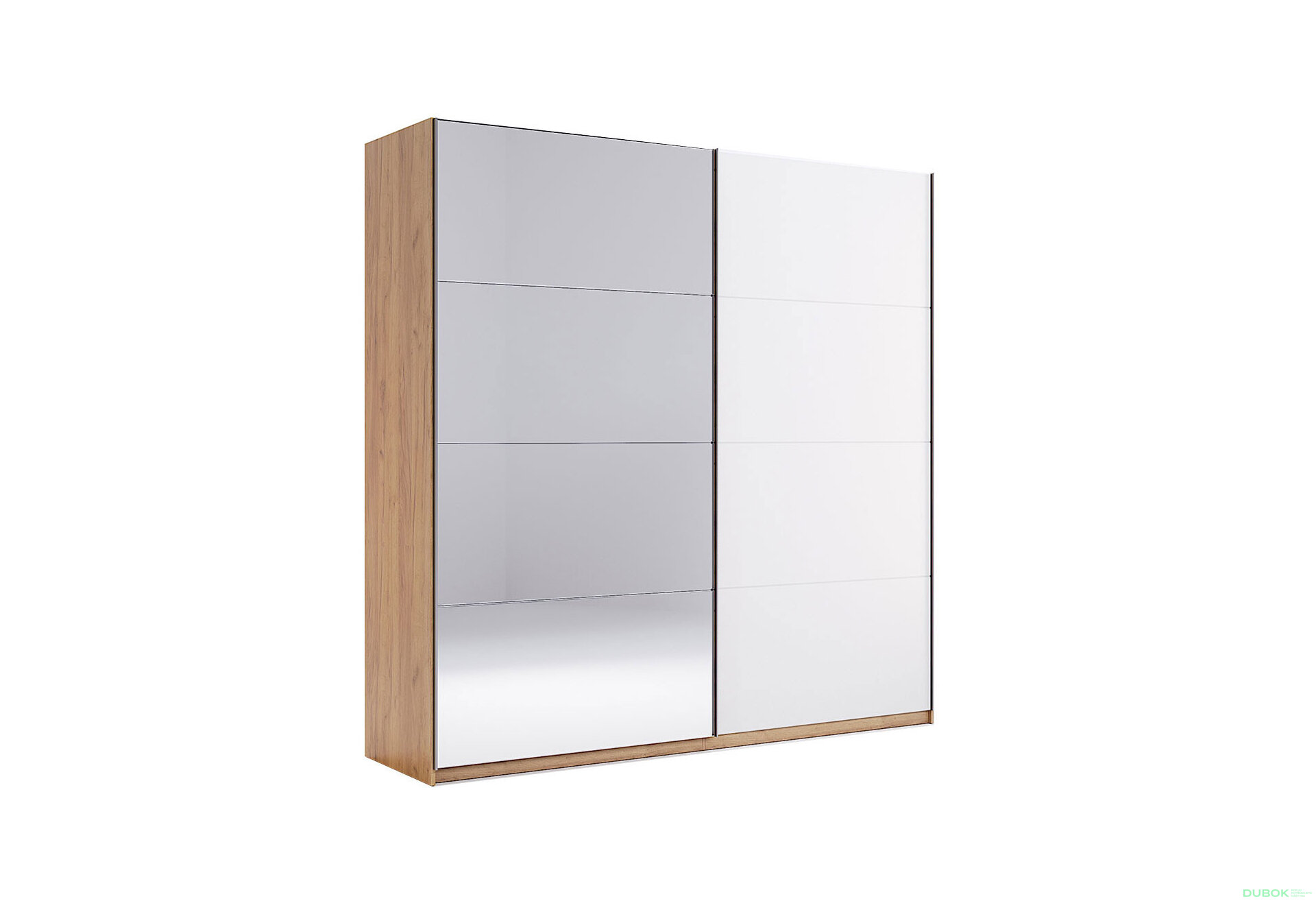 Fotografia 1 - Skriňa s posuvnými dverami 2,0x2,1 m (Dvere Lesklá Biela/Zrkadlo) séria N Asti