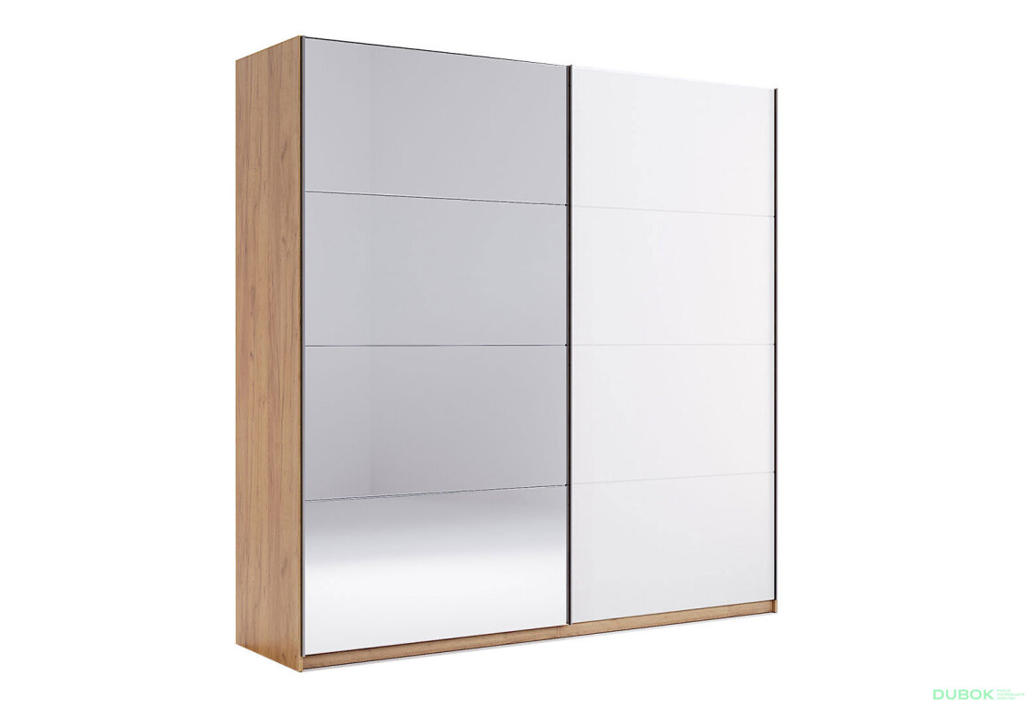 Fotografia 1 - Skriňa s posuvnými dverami 2,0x2,1 m (Dvere Lesklá Biela/Zrkadlo) séria N Asti