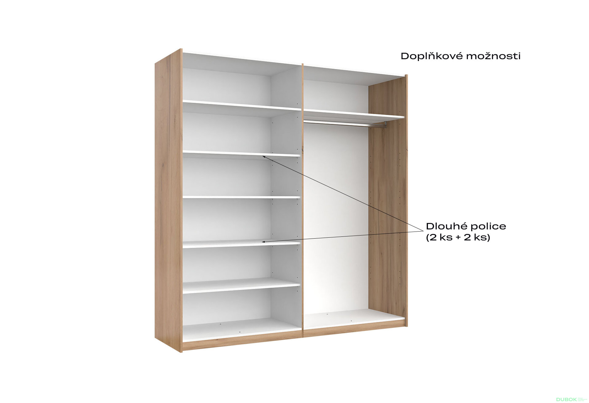 Fotografia 8 - Skriňa s posuvnými dverami 2,0x2,1 m (Dvere Lesklá Biela) séria N Asti