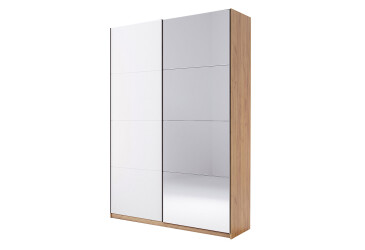Skriňa s posuvnými dverami 1.5x2.4m (Dvere Lesklé Biele/Zrkadlo) séria N