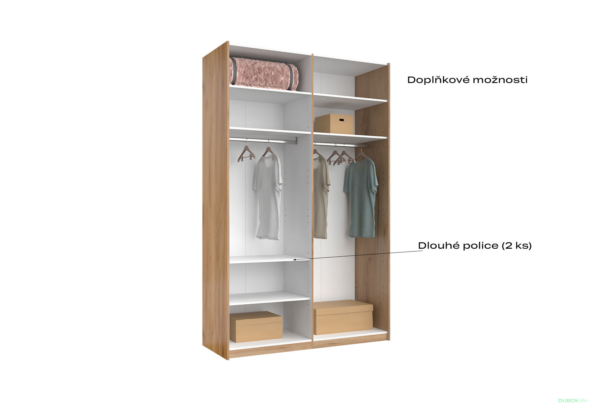 Fotografia 8 - Skriňa s posuvnými dverami 1.5x2.4m (Dvere Lesklé Biele/Zrkadlo) séria N Asti