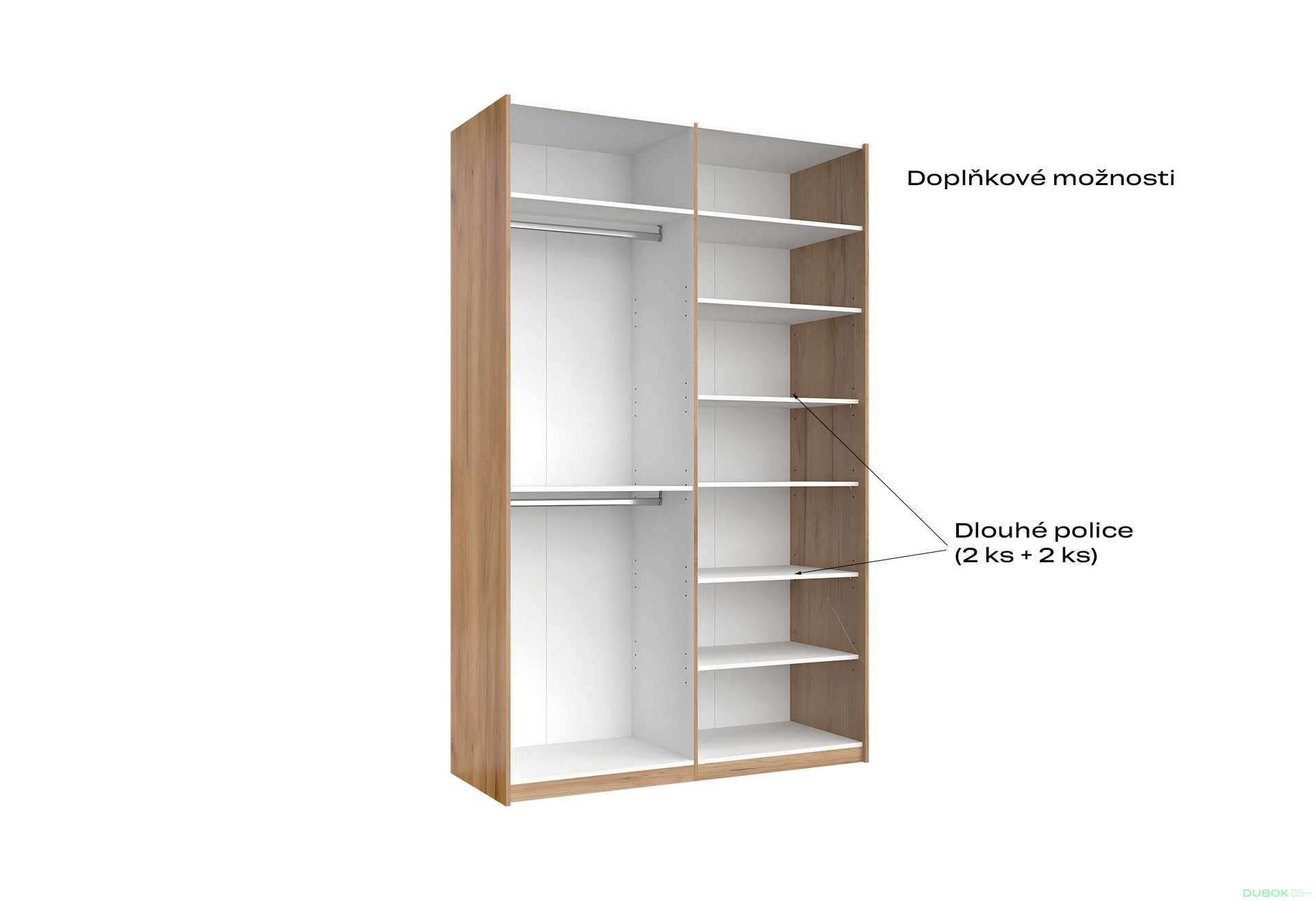 Fotografia 9 - Skriňa s posuvnými dverami 1.5x2.4m (Dvere Lesklé Biele/Zrkadlo) séria N Asti