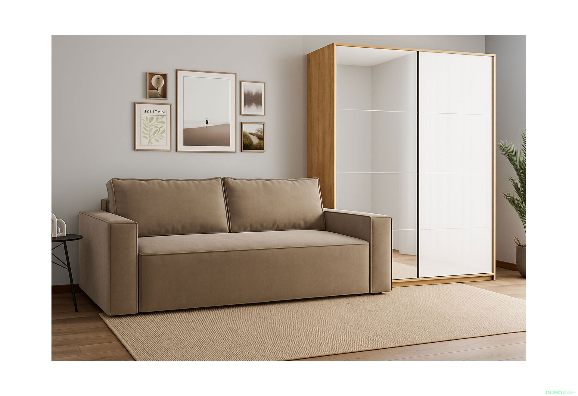 Fotografia 14 - Skriňa s posuvnými dverami 1.5x2.4m (Dvere Lesklé Biele/Zrkadlo) séria N Asti