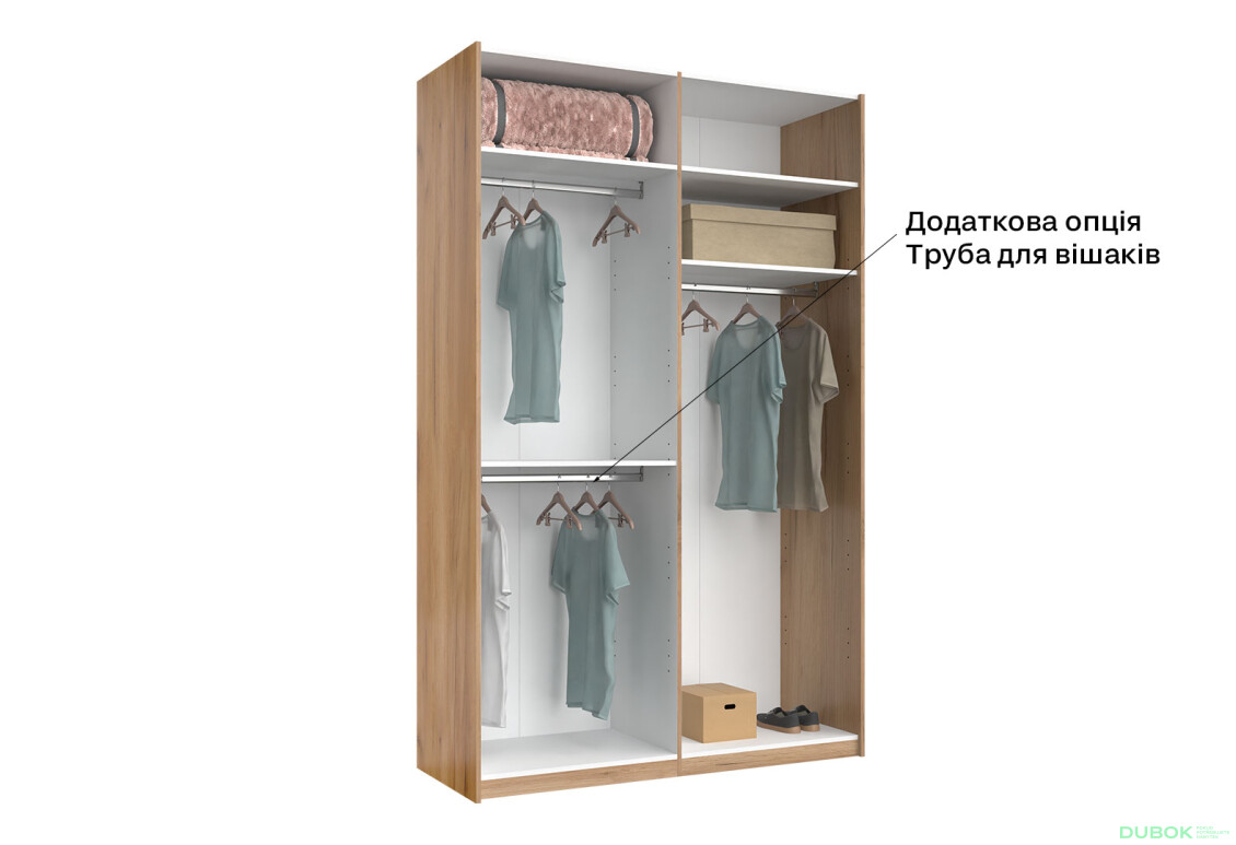 Skriňa s posuvnými dverami 1.5x2.4m (Dvere Lesklé Biele/Zrkadlo) séria N Asti - Fotografia 5 Fotografia 5 - Skriňa s posuvnými dverami 1.5x2.4m (Dvere Lesklé Biele/Zrkadlo) séria N Asti