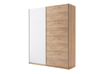 Skriňa s posuvnými dverami 1,5x2,1m (Dvere Dub Kraft/Lesklá Biela) séria N