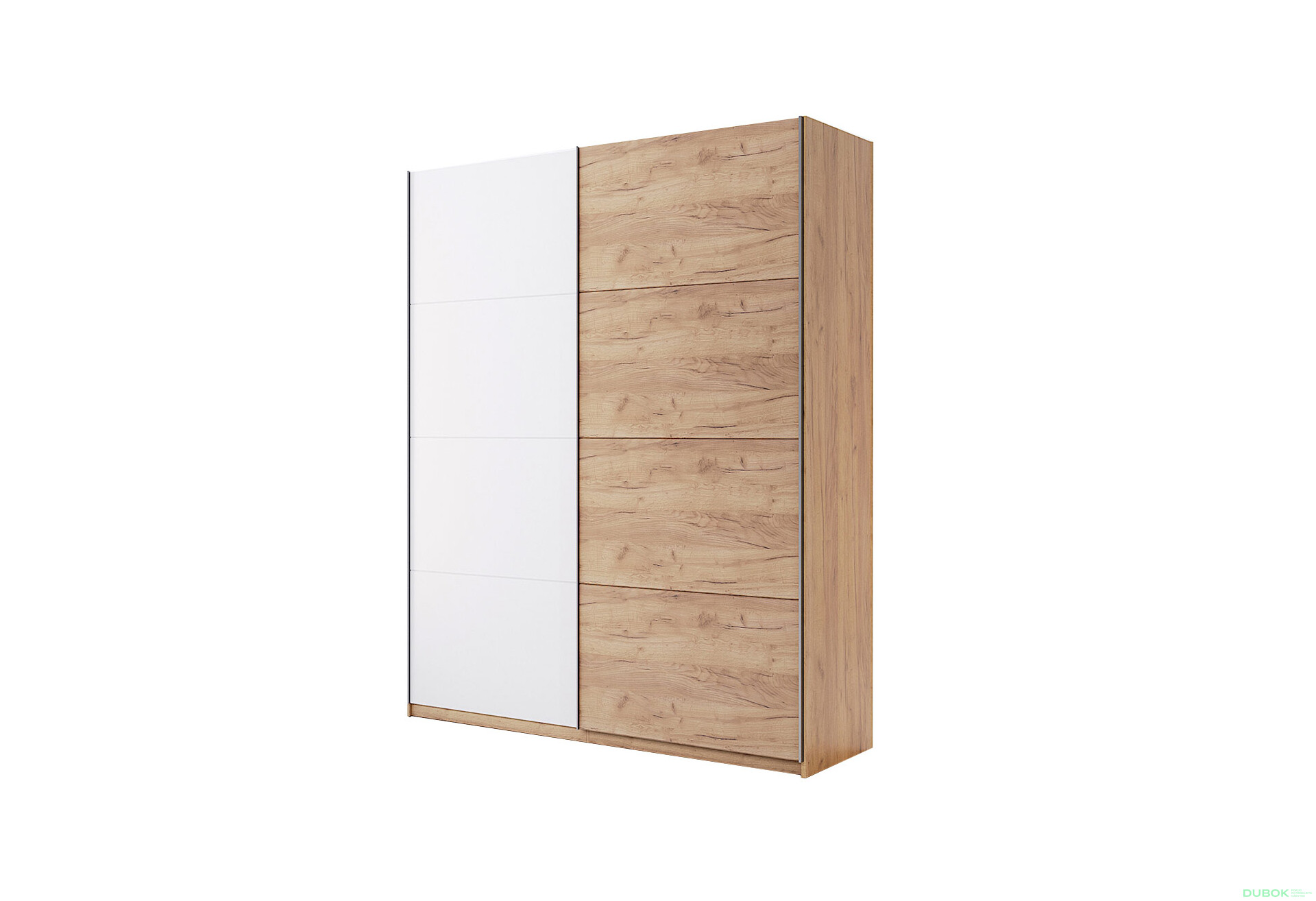 Fotografia 1 - Skriňa s posuvnými dverami 1,5x2,1m (Dvere Dub Kraft/Lesklá Biela) séria N Asti