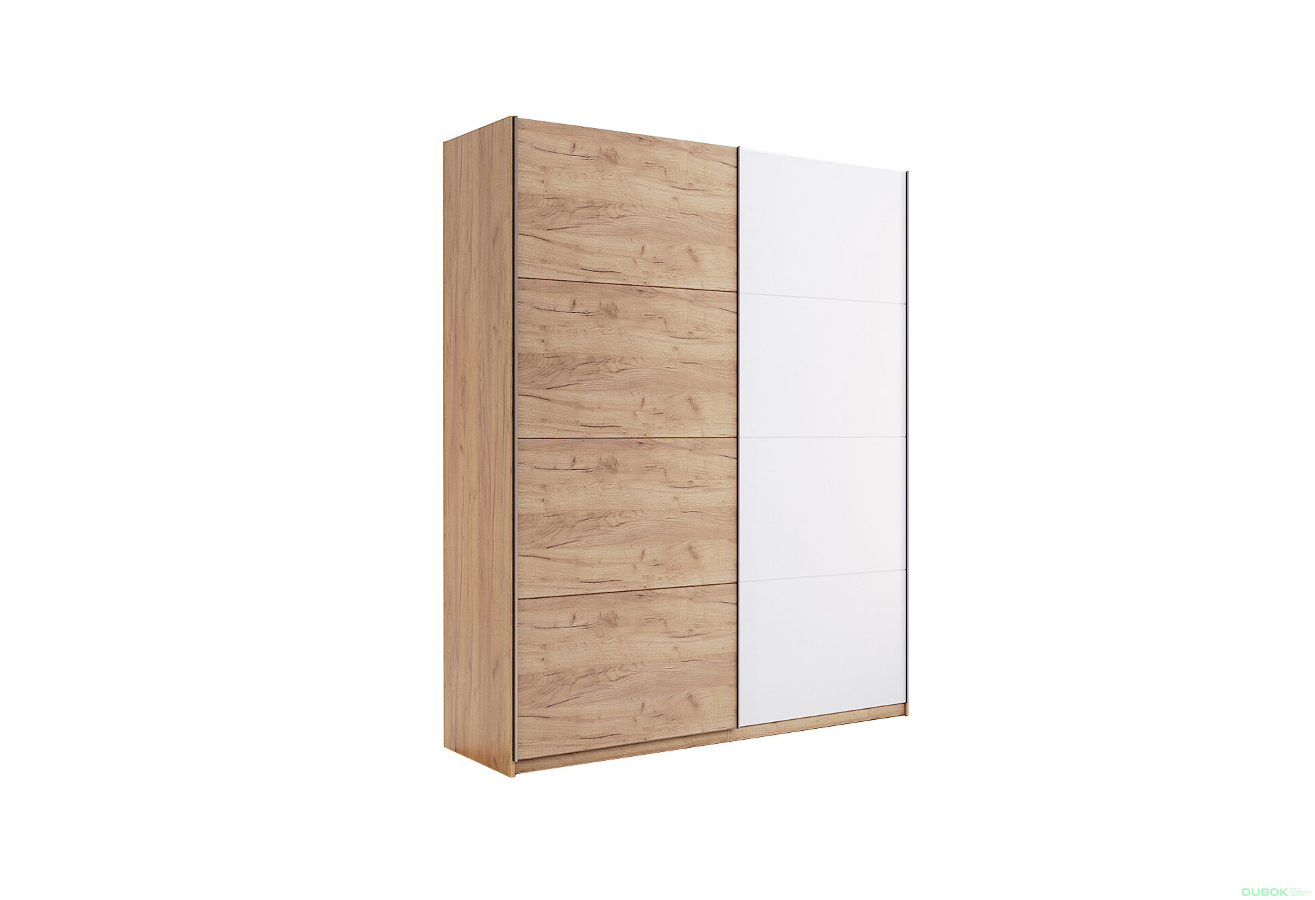 Skriňa s posuvnými dverami 1,5x2,1m (Dvere Dub Kraft/Lesklá Biela) séria N Asti - Fotografia 11 Fotografia 11 - Skriňa s posuvnými dverami 1,5x2,1m (Dvere Dub Kraft/Lesklá Biela) séria N Asti
