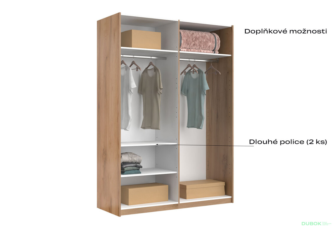 Fotografia 10 - Skriňa s posuvnými dverami 1.5x2.1m (Dvere Lesklé Biele) séria N Asti