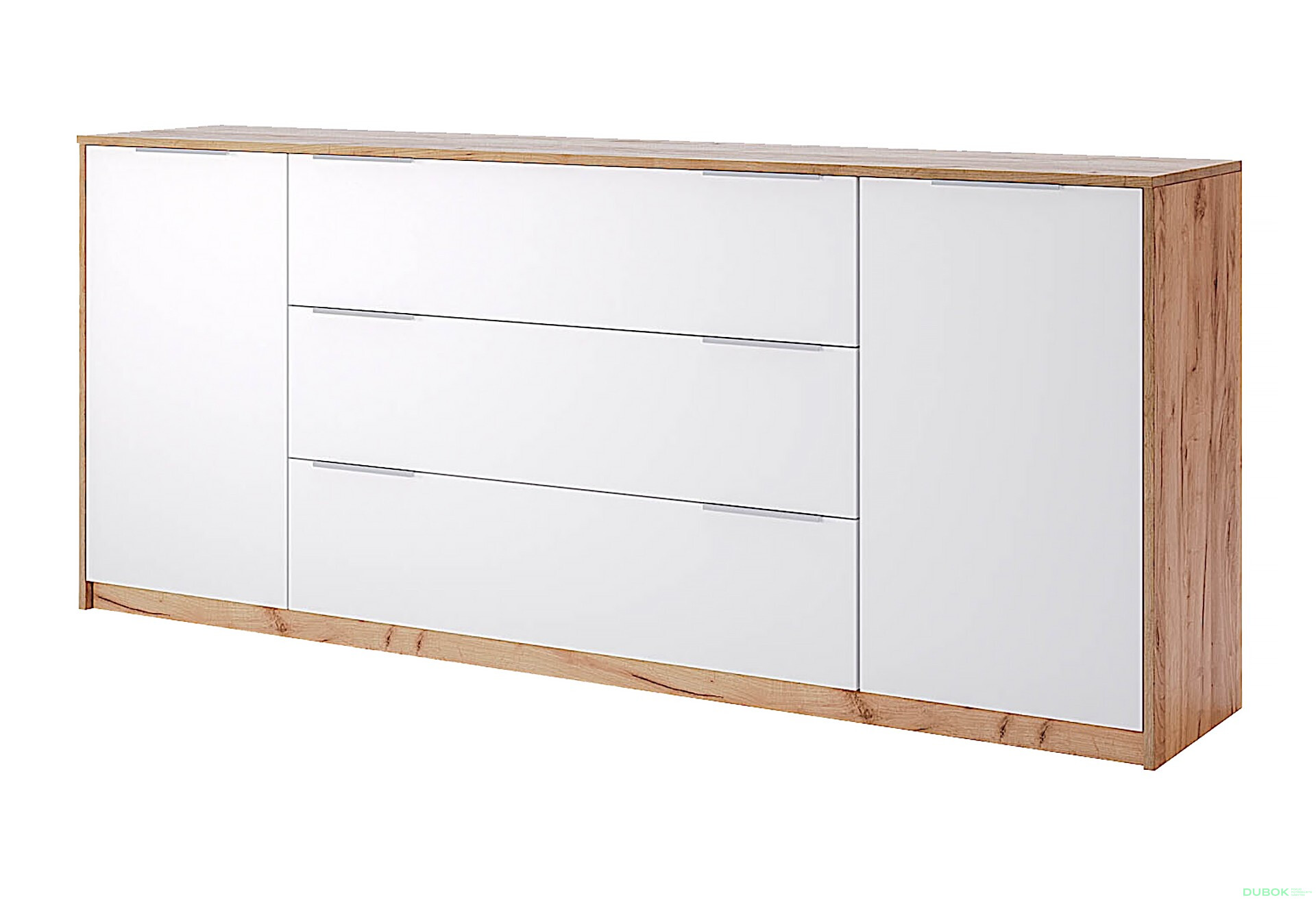 Fotografia 1 - Komoda 2 dvere 3 zásuvky 200 cm dub kraft / biela Asti