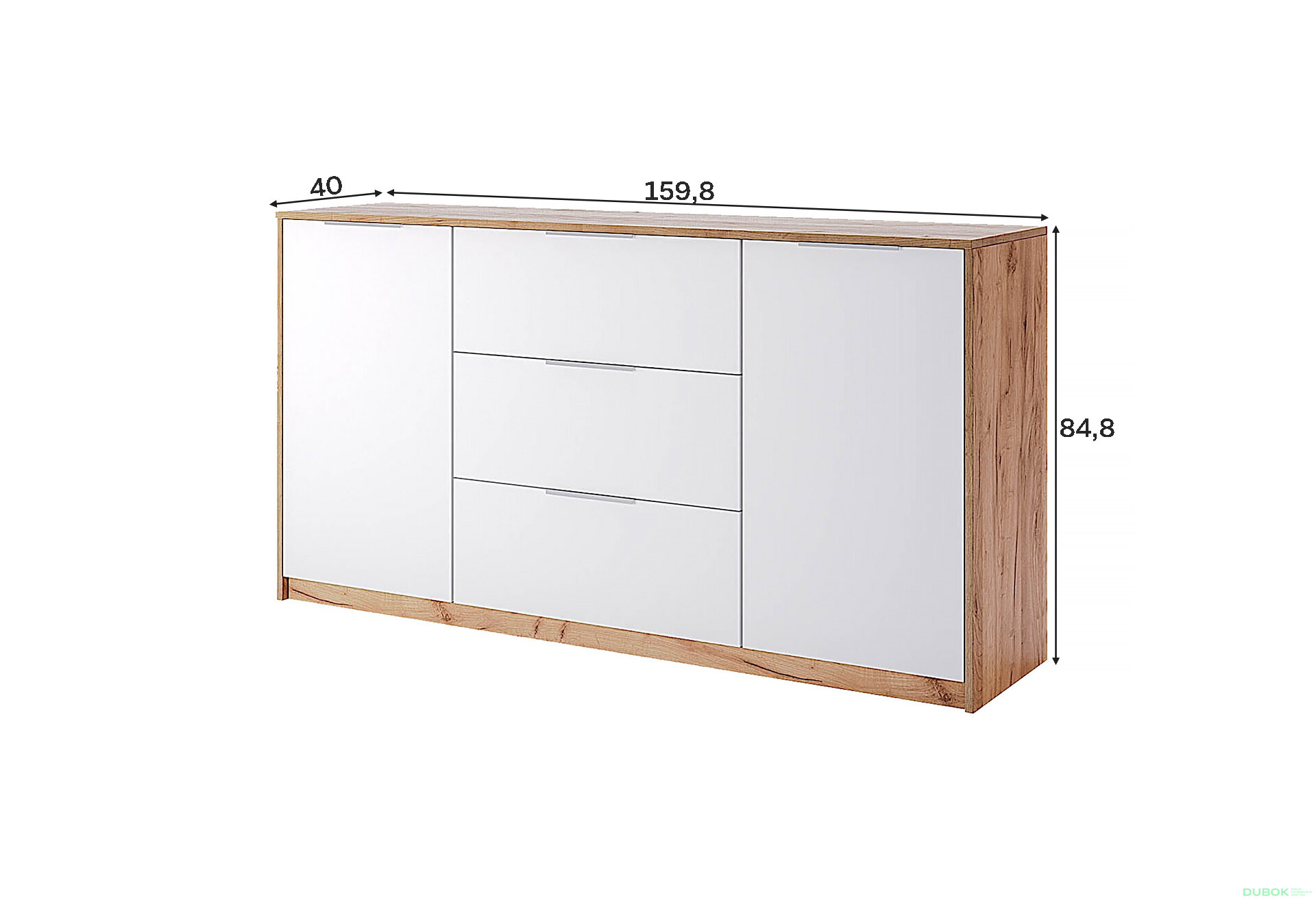 Fotografia 3 - Komoda 2dv 3zásuvky 1.6 dub kraft / biela Asti