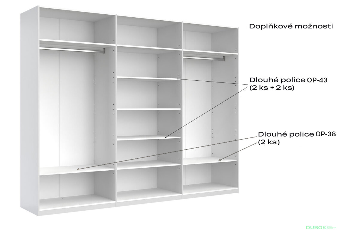 Fotografia 10 - Skriňa 6D bez zrkadiel série N, dub kraft / biela Asti