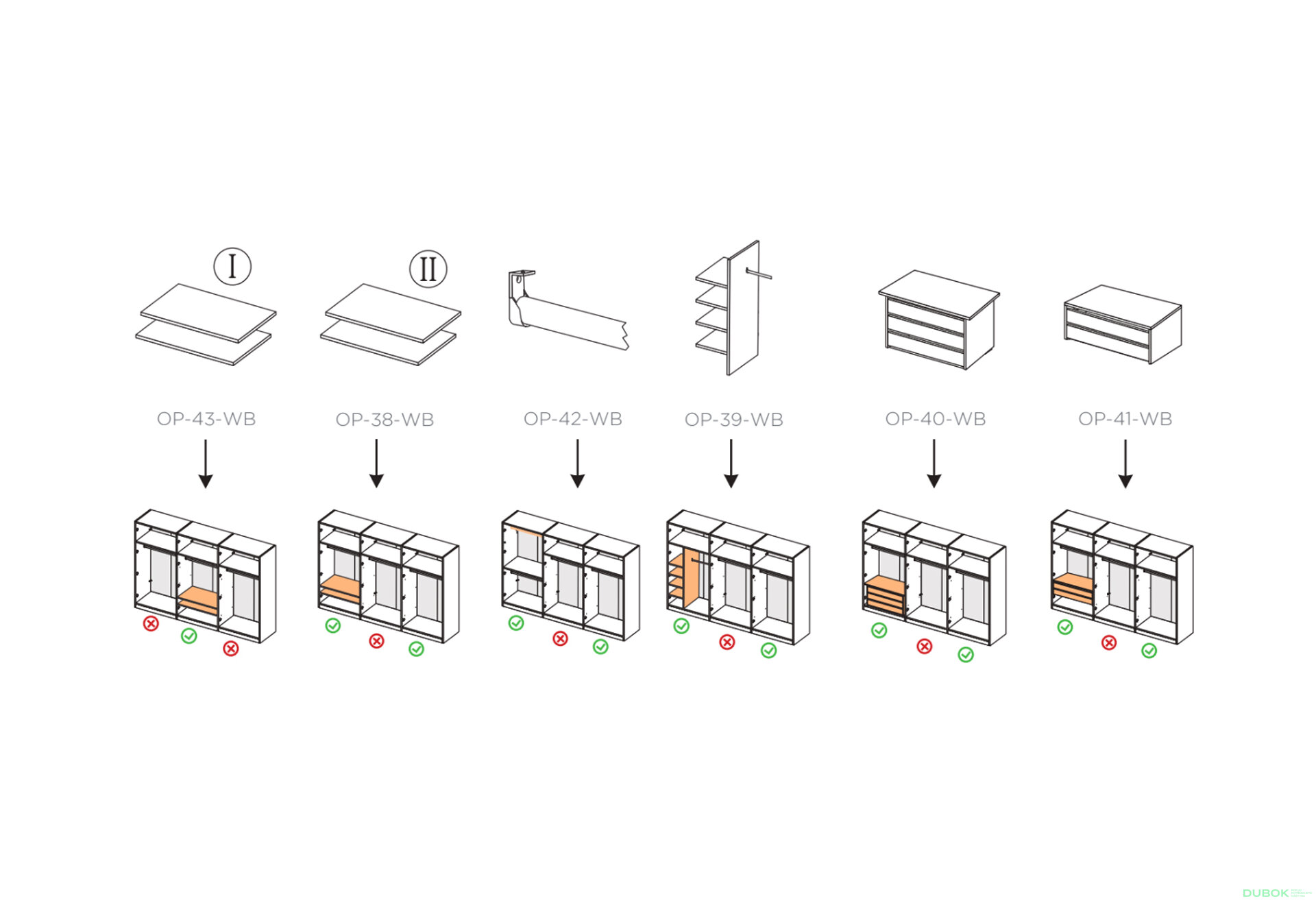 Fotografia 11 - Skriňa 6D bez zrkadiel série N, dub kraft / biela Asti