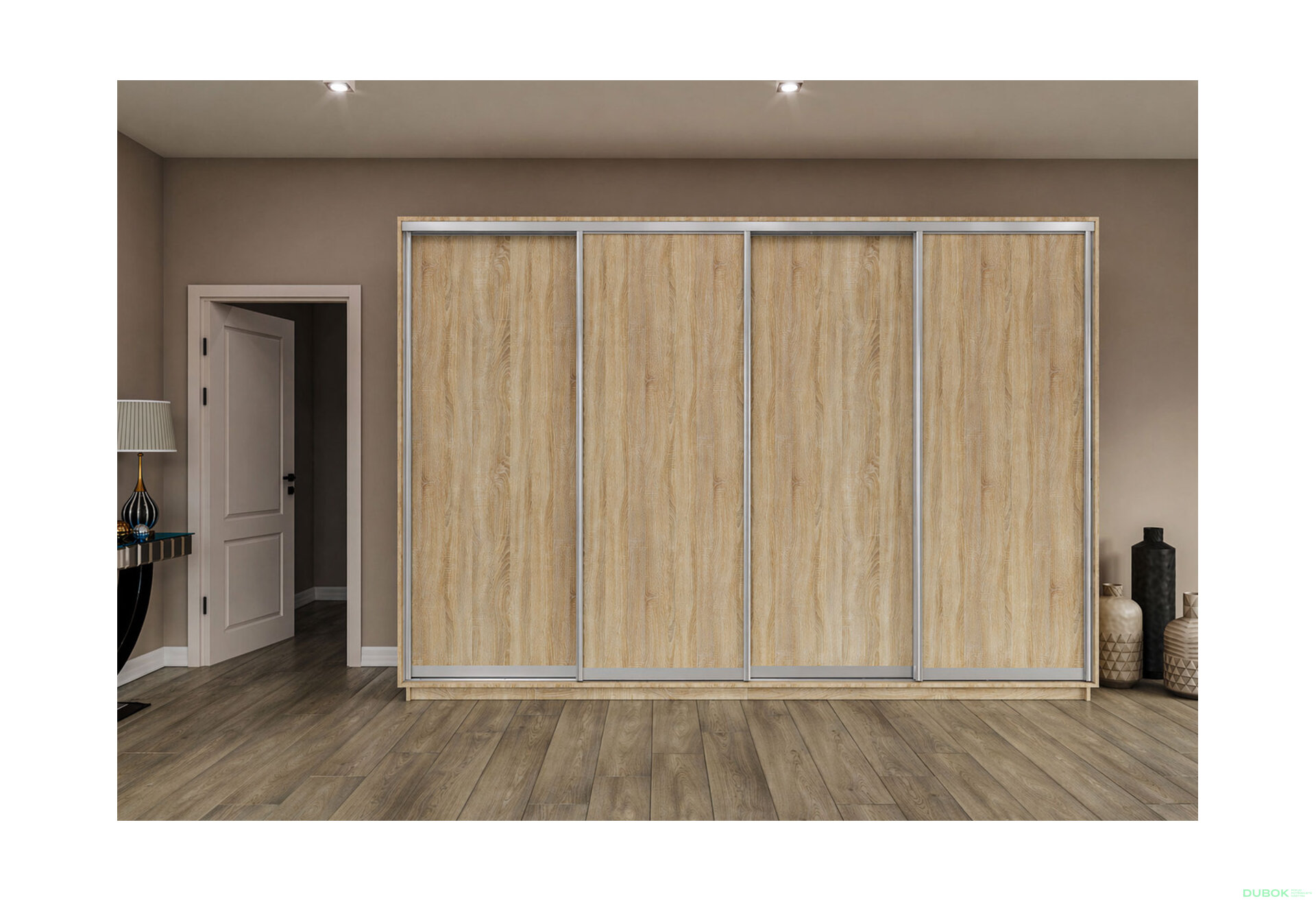 Fotografia 3 - Skriňa s posuvnými dverami 2400x3000x600 4DTD dub sonoma, profil strieborný