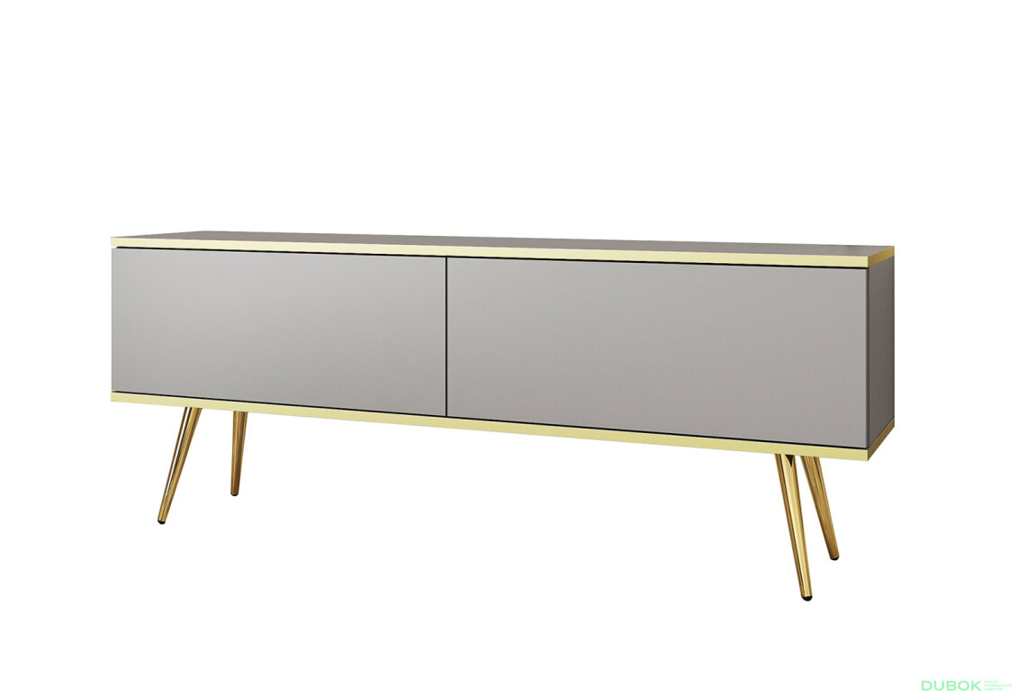 TV stolík RTV 135 sivý, zlaté nohy Oro - Fotografia 1 Fotografia 1 - TV stolík RTV 135 sivý, zlaté nohy Oro