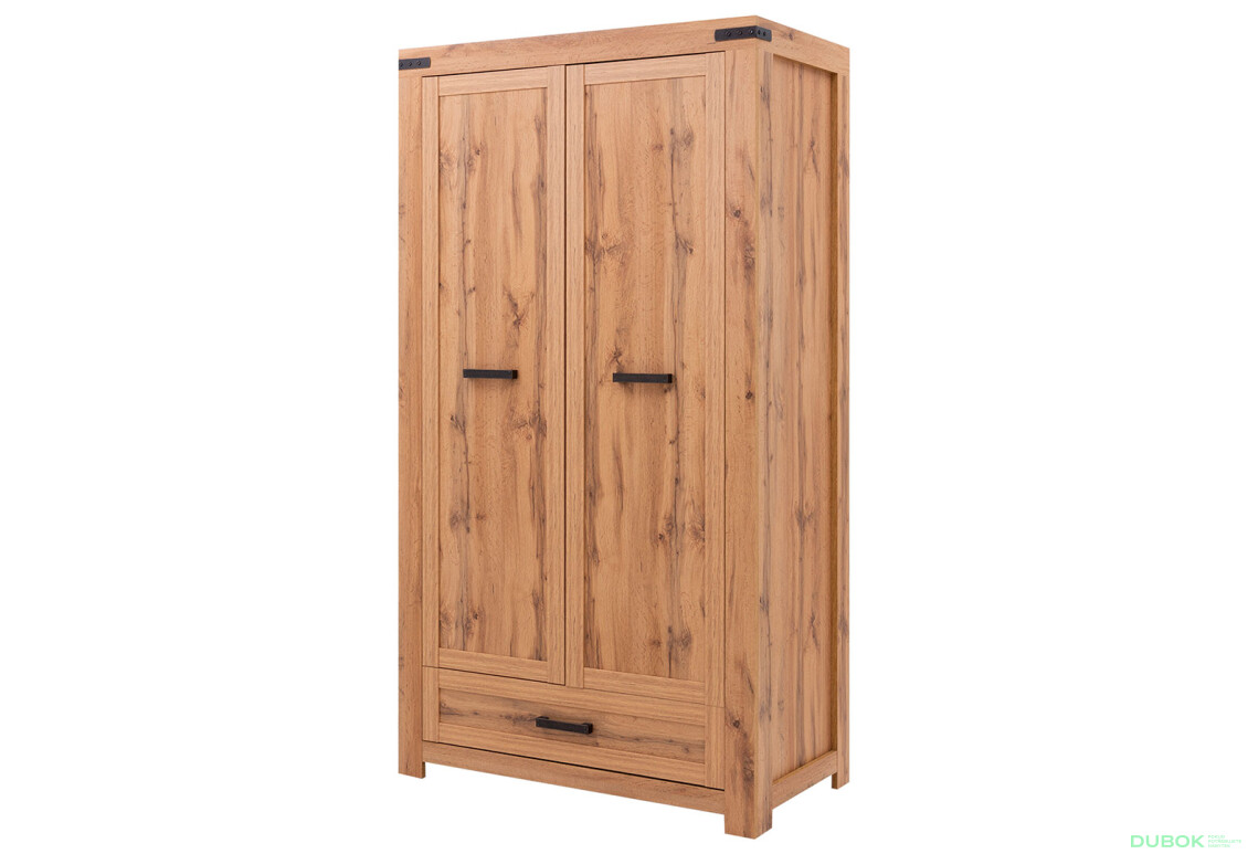 Skriňa dvojdverová so zásuvkou Mortiz 112x210x59.9 cm Dub wotan - Fotografia 1 Fotografia 1 - Skriňa dvojdverová so zásuvkou Mortiz 112x210x59.9 cm Dub wotan
