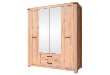 Skriňa štvordverová so zrkadlom a zásuvkami Mortiz 177x210x59.8 cm Dub wotan