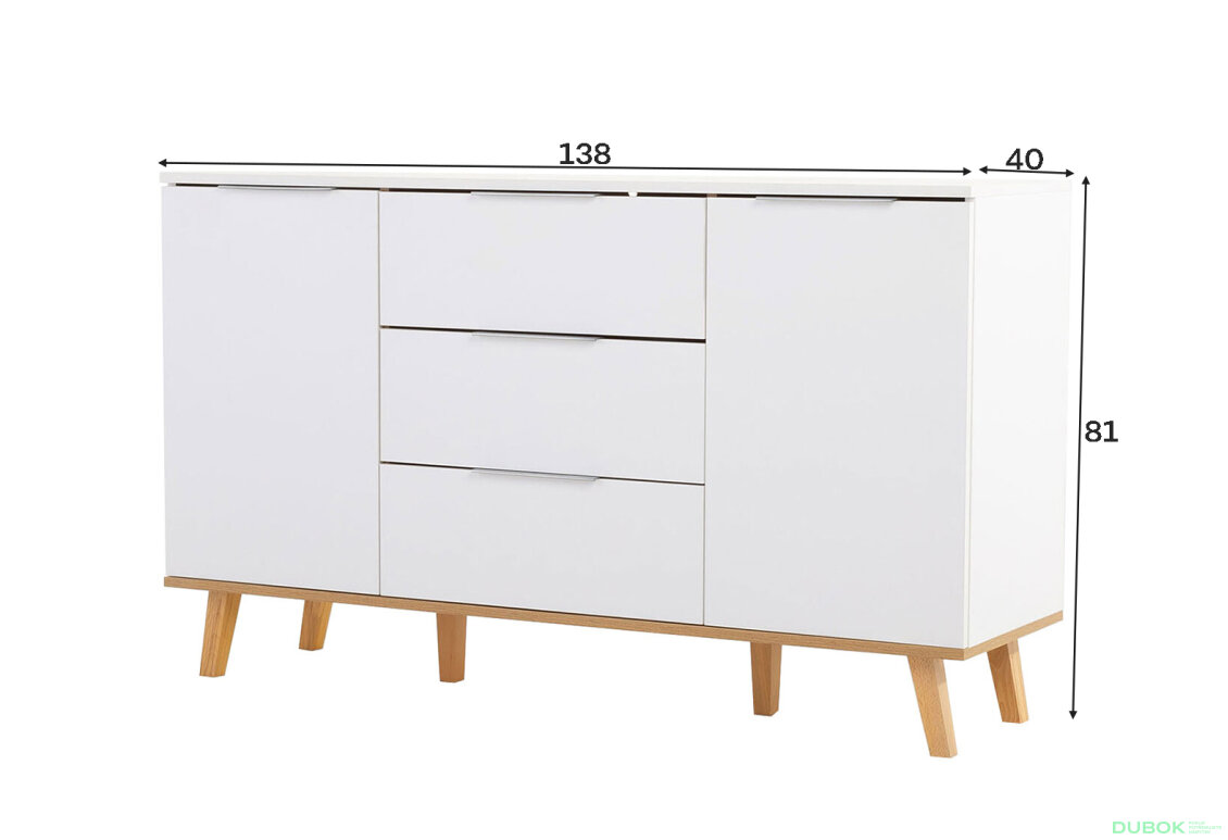 Fotografia 7 - Komoda 2d3s biela / dub kamenný Neptún