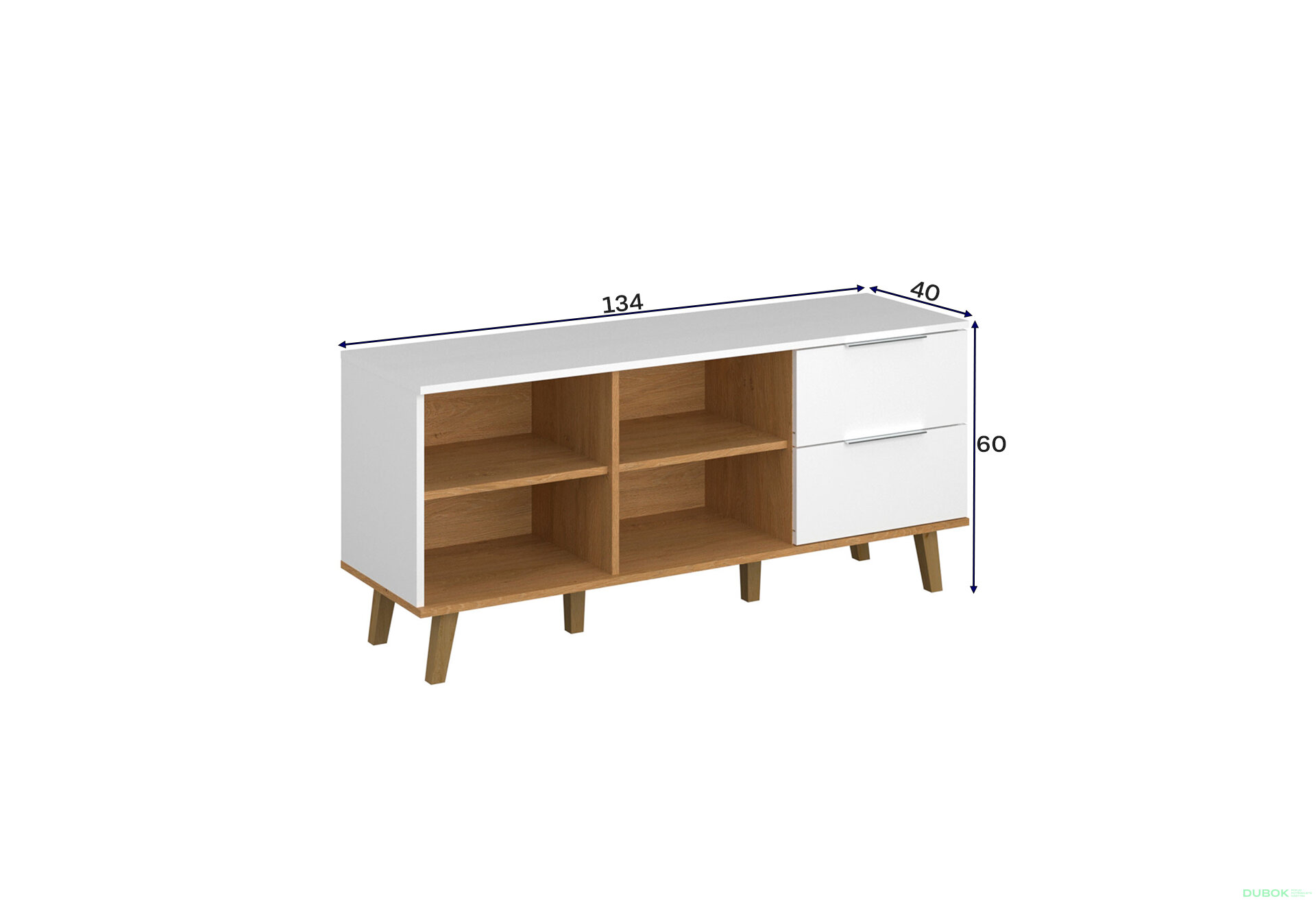 Fotografia 9 - Komoda 2s/134 biela / dub kamenný Neptún