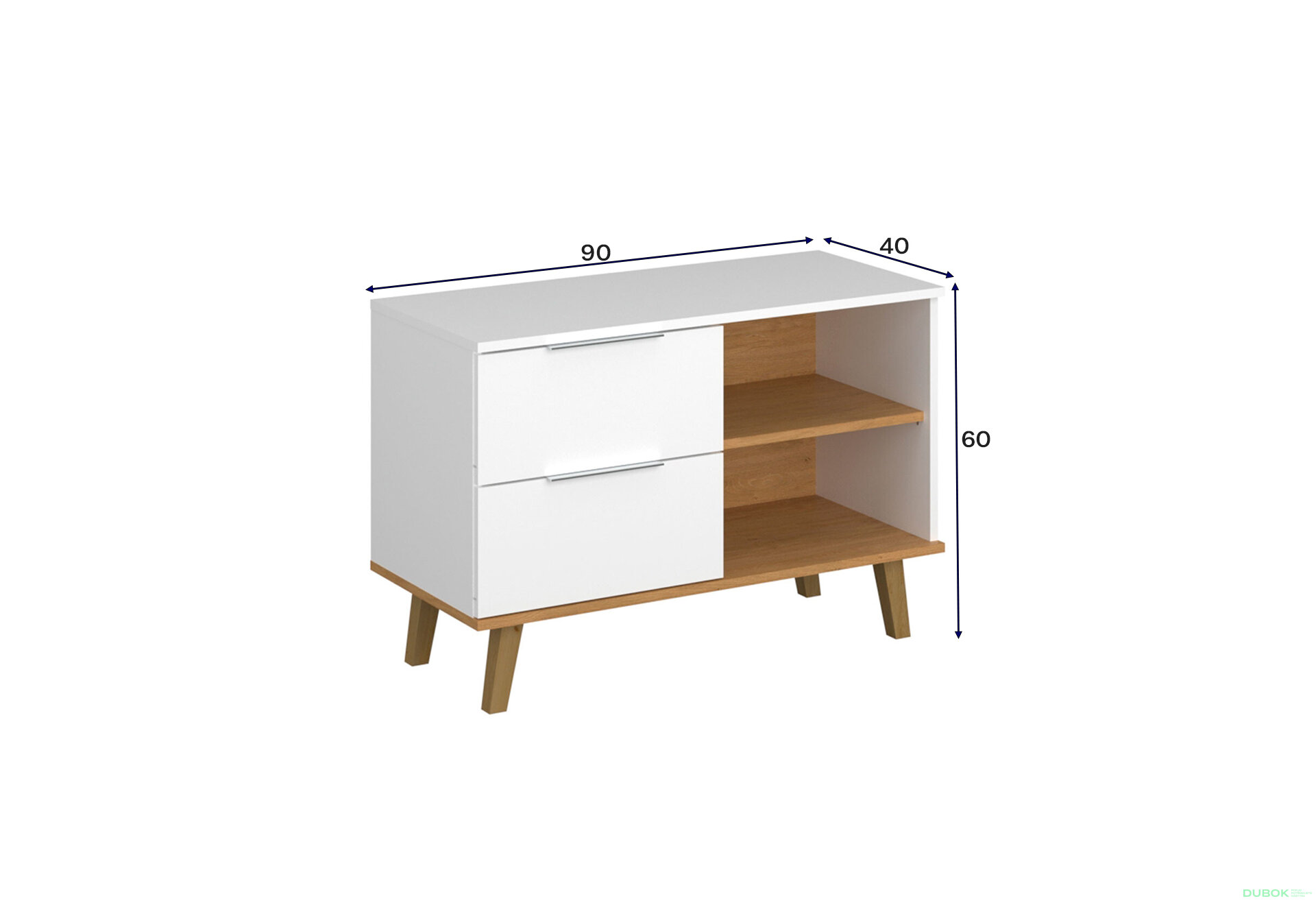 Fotografia 5 - Komoda 2s/90 biela / dub kamenný Neptún