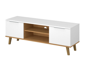 TV stolík 2d/140 biely / dub kamenný Neptún