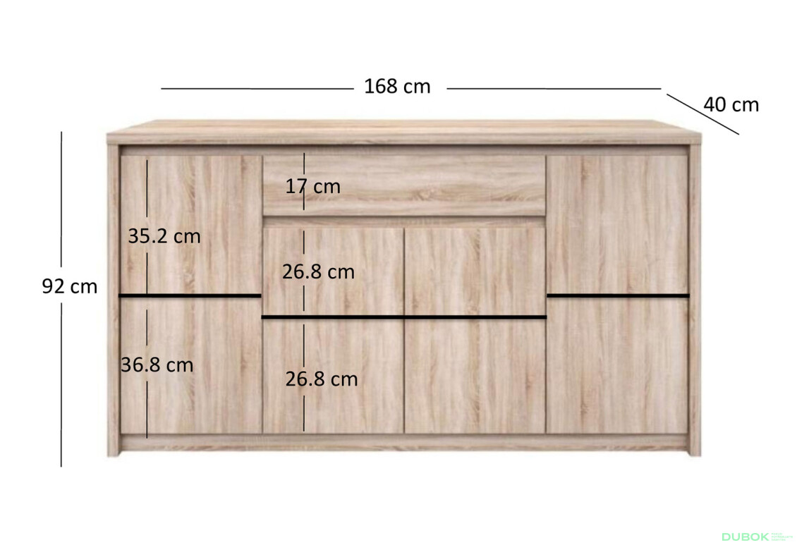 Komoda so 4 dvierkami a zásuvkou Norton 168 cm Dub Sonoma - Fotografia 8 Fotografia 8 - Komoda so 4 dvierkami a zásuvkou Norton 168 cm Dub Sonoma