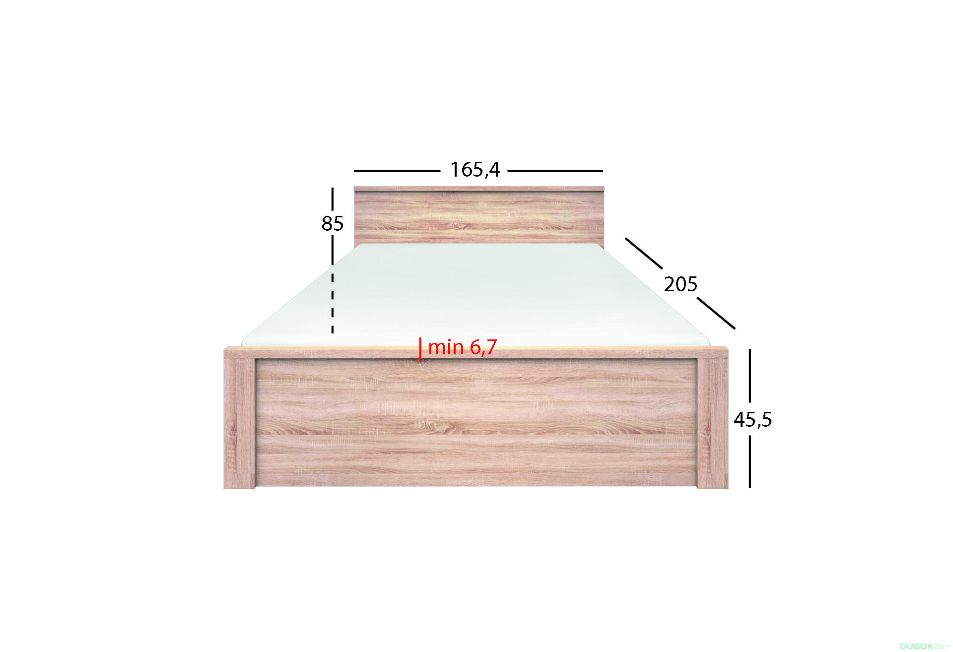 Posteľ 160x200 dub sonoma Norton - Fotografia 2 Fotografia 2 - Posteľ 160x200 dub sonoma Norton