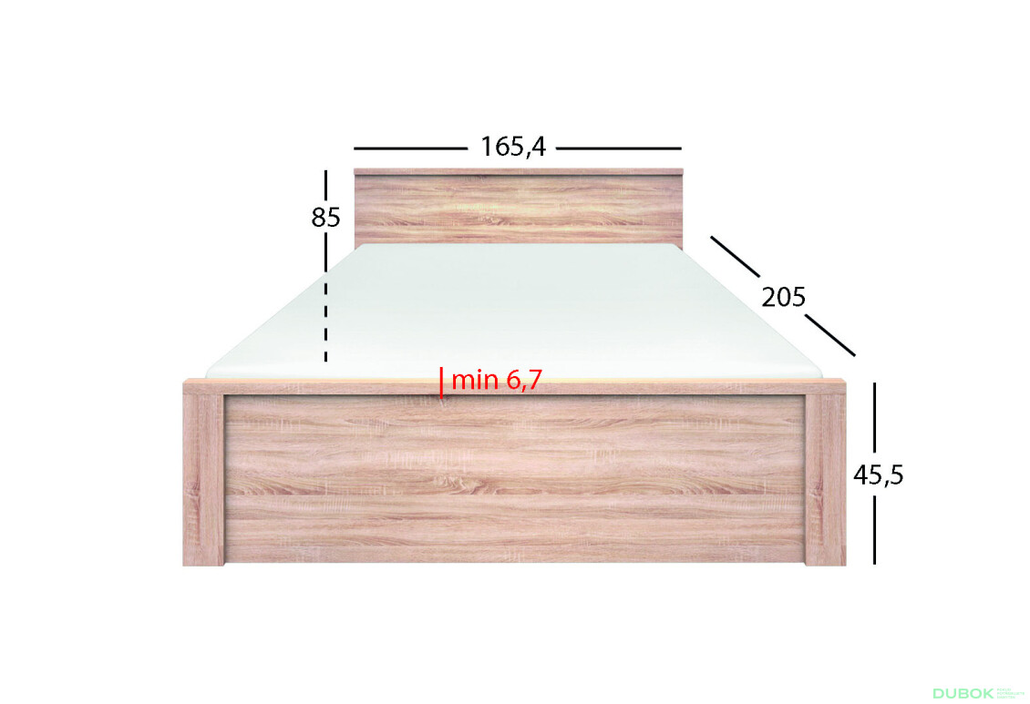 Posteľ 160x200 dub sonoma Norton - Fotografia 2 Fotografia 2 - Posteľ 160x200 dub sonoma Norton