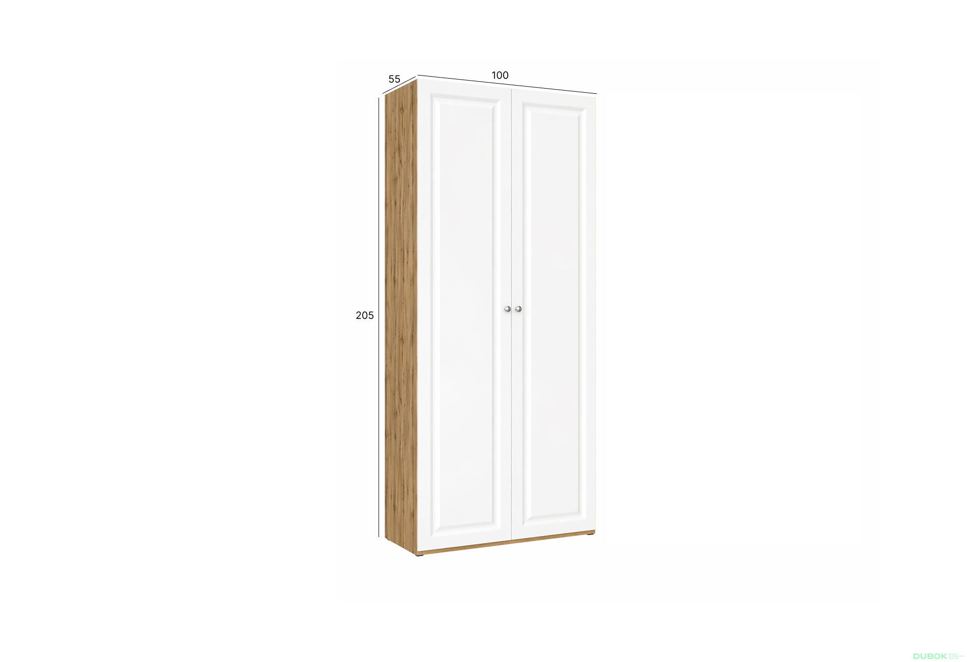 Obrázok 2 - Skriňa Madrid 100×55×205 cm, dub appalachi / biela