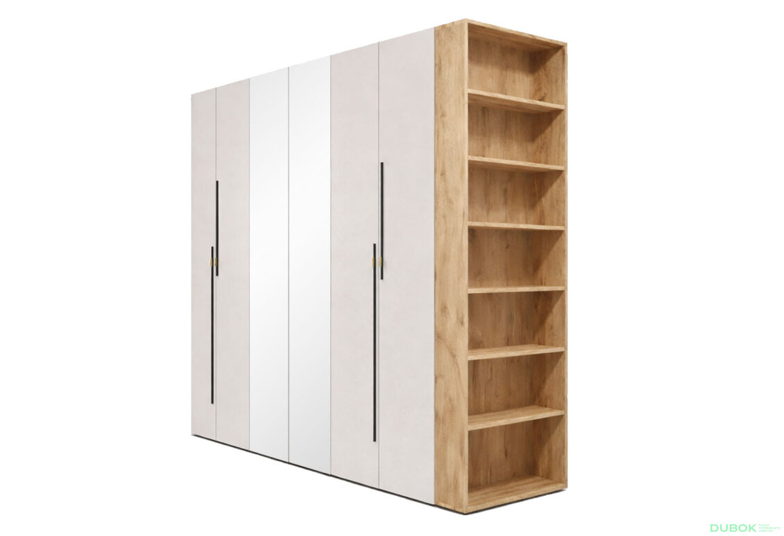 Skriňa 6D 260 cm so zrkadlom dub appalačský / kašmír Space