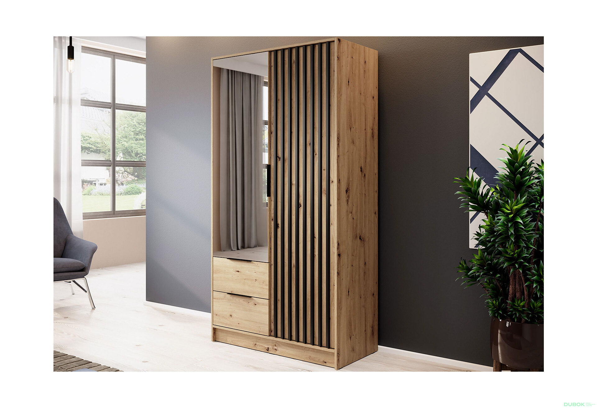 Skriňa 2D so zrkadlom artisan Nelly - Fotografia 3 Fotografia 3 - Skriňa 2D so zrkadlom artisan Nelly