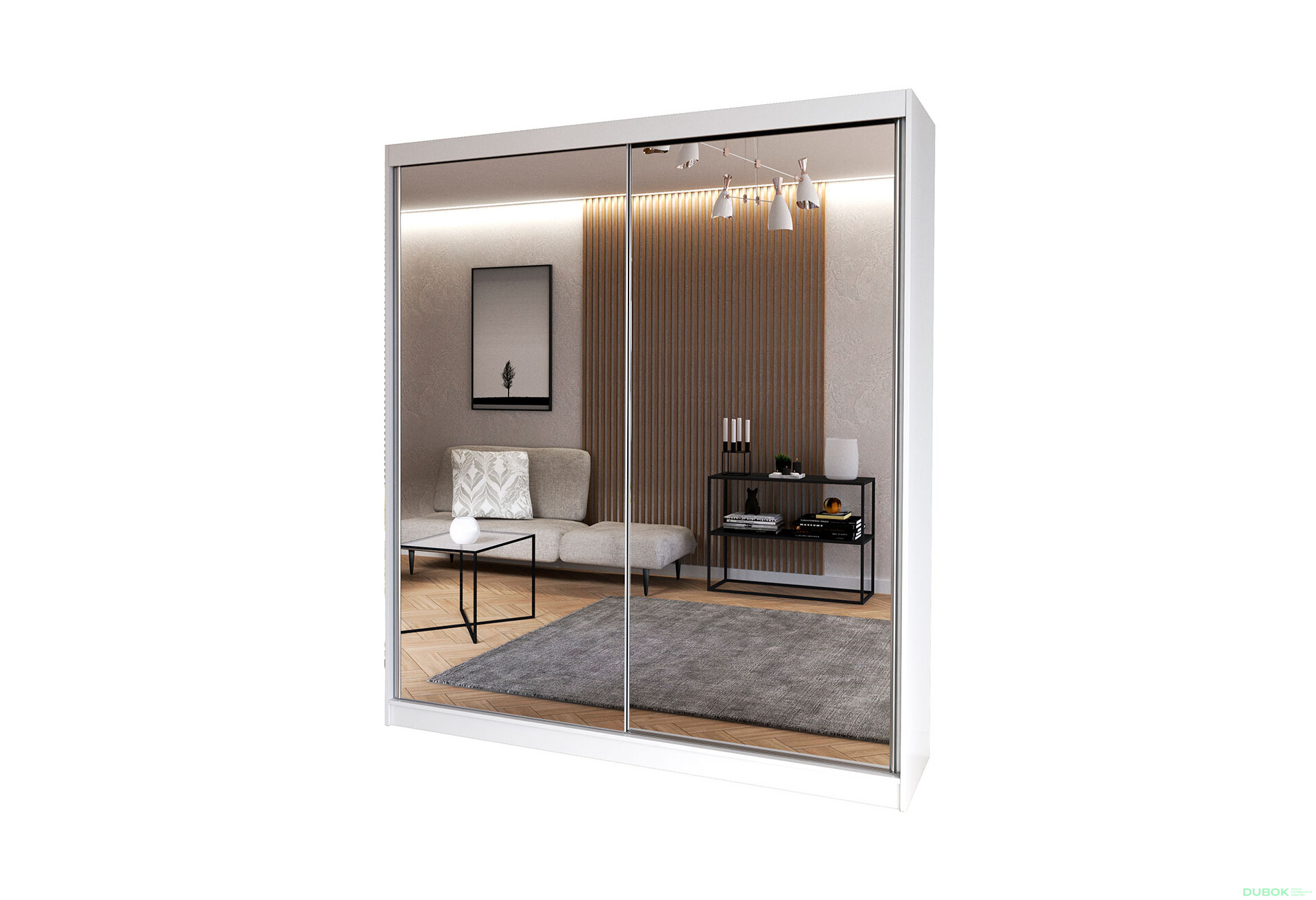 Fotografia 1 - Skriňa Multi 20, 183 biela + fasáda biely lesk + zrkadlo