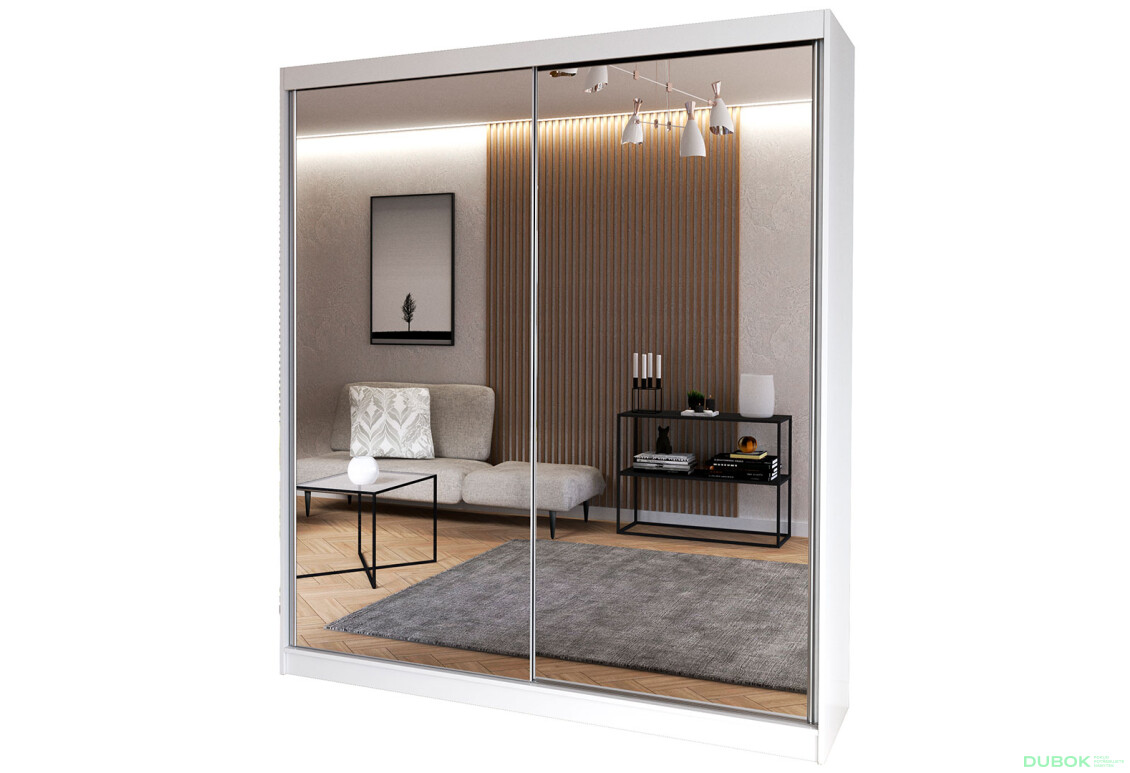 Skriňa Multi 20, 183 biela + fasáda biely lesk + zrkadlo