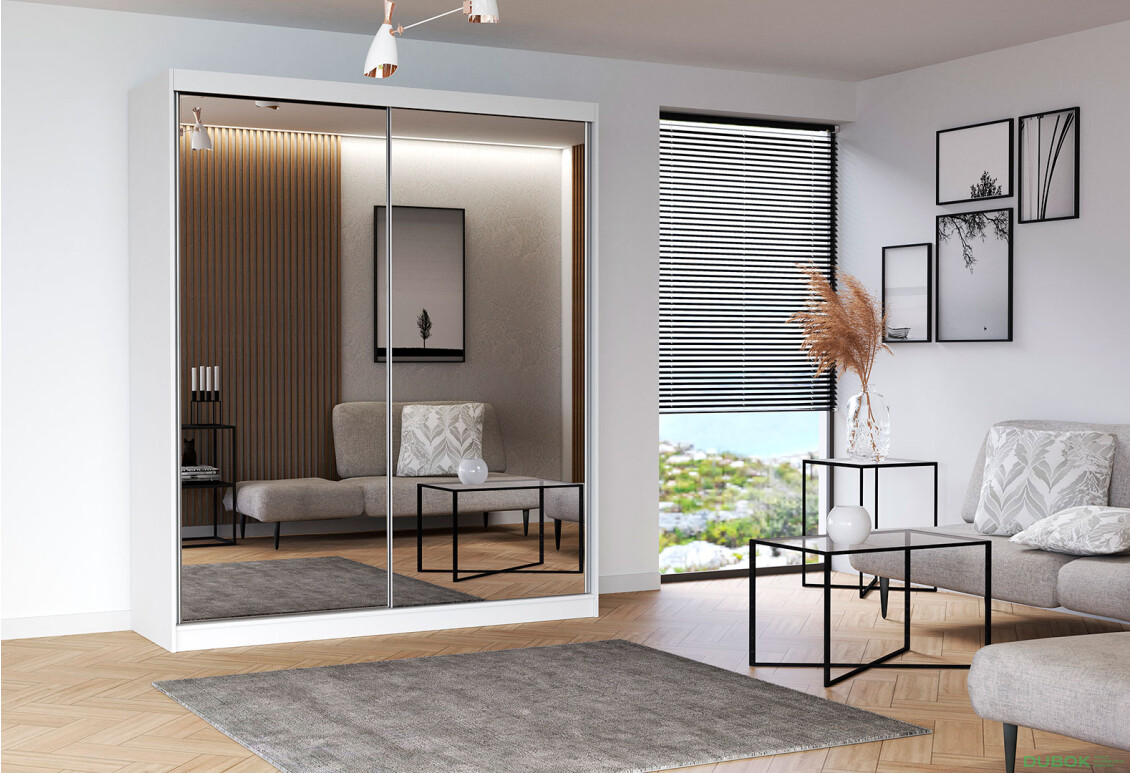 Fotografia 2 - Skriňa Multi 20, 183 biela + fasáda biely lesk + zrkadlo