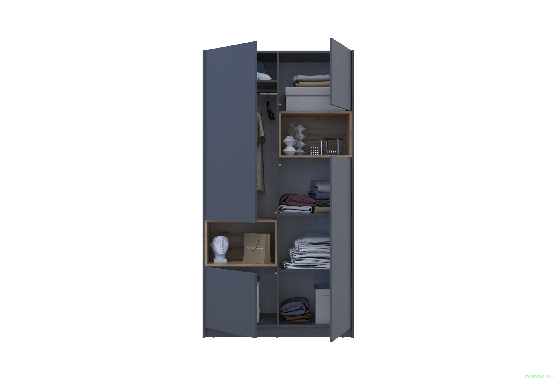 Skriňa Dale 2D s výklenkom 115.2х52х220 cm grafit / dub evoke - Fotografia 8 Fotografia 8 - Skriňa Dale 2D s výklenkom 115.2х52х220 cm grafit / dub evoke