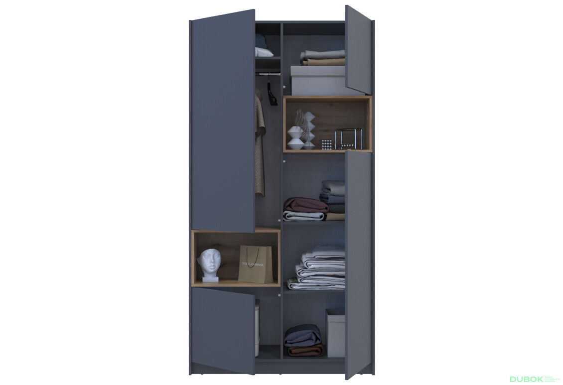 Skriňa Dale 2D s výklenkom 115.2х52х220 cm grafit / dub evoke - Fotografia 8 Fotografia 8 - Skriňa Dale 2D s výklenkom 115.2х52х220 cm grafit / dub evoke