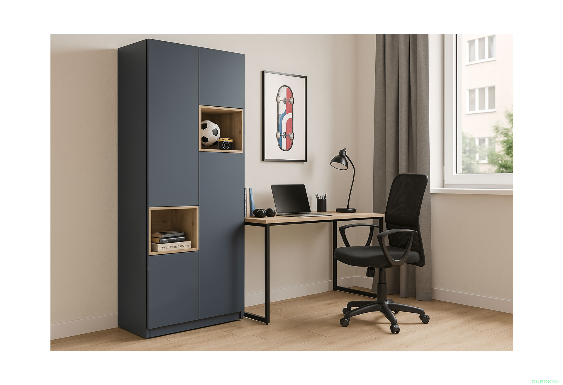 Fotografia 13 - Skriňa Dale 2D s výklenkom 115.2х52х220 cm grafit / dub evoke
