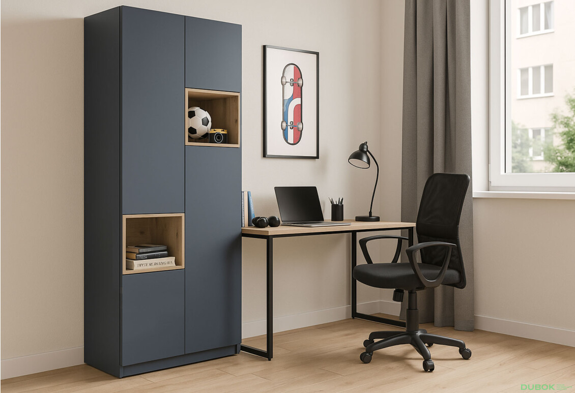 Skriňa Dale 2D s výklenkom 115.2х52х220 cm grafit / dub evoke - Fotografia 2 Fotografia 2 - Skriňa Dale 2D s výklenkom 115.2х52х220 cm grafit / dub evoke